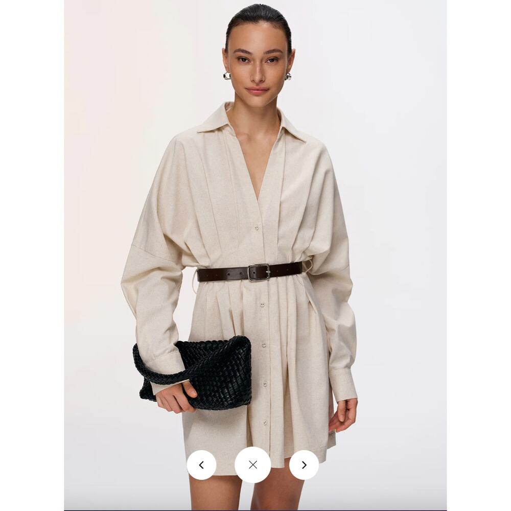 Commense Cream Maxi Shirt Dress